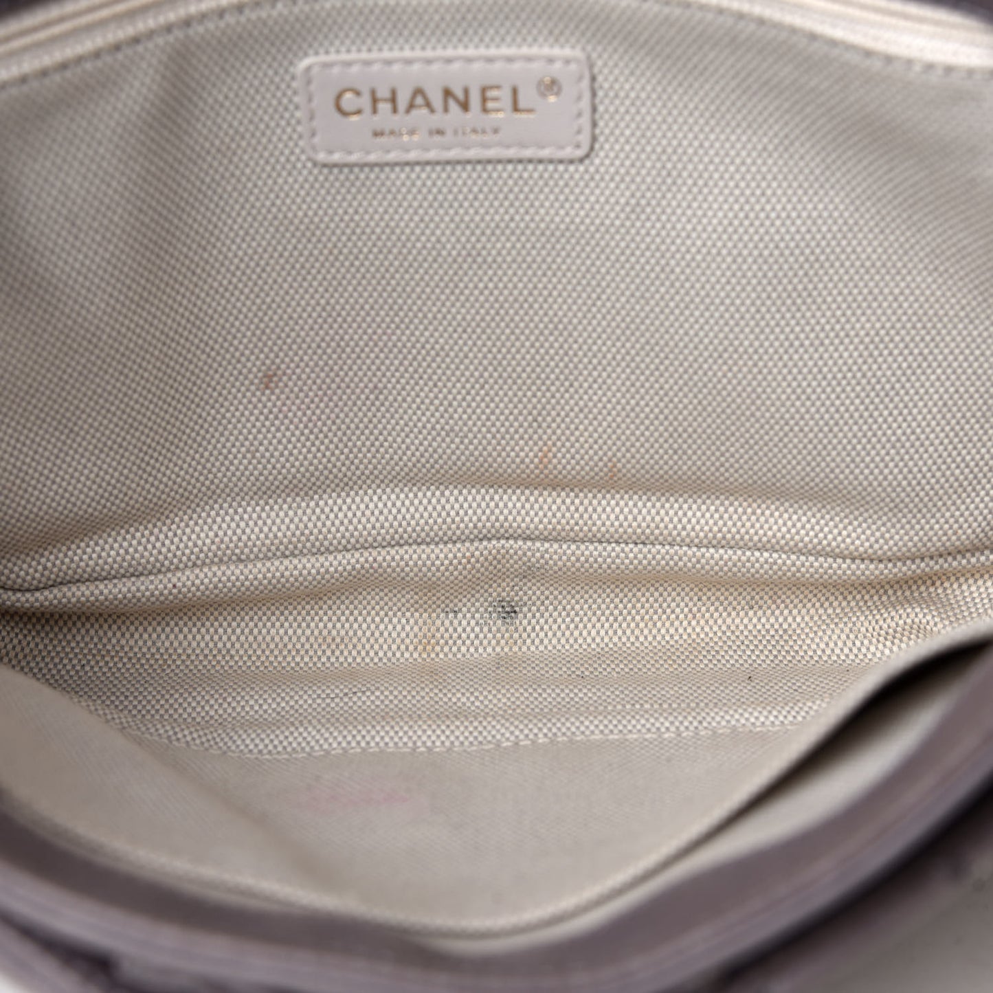 Calfskin Quilted Large Retro Chain Flap Grey