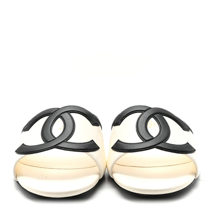 Chanel Lambskin CC Cutout Mules 37 Ivory Black 3 of 10