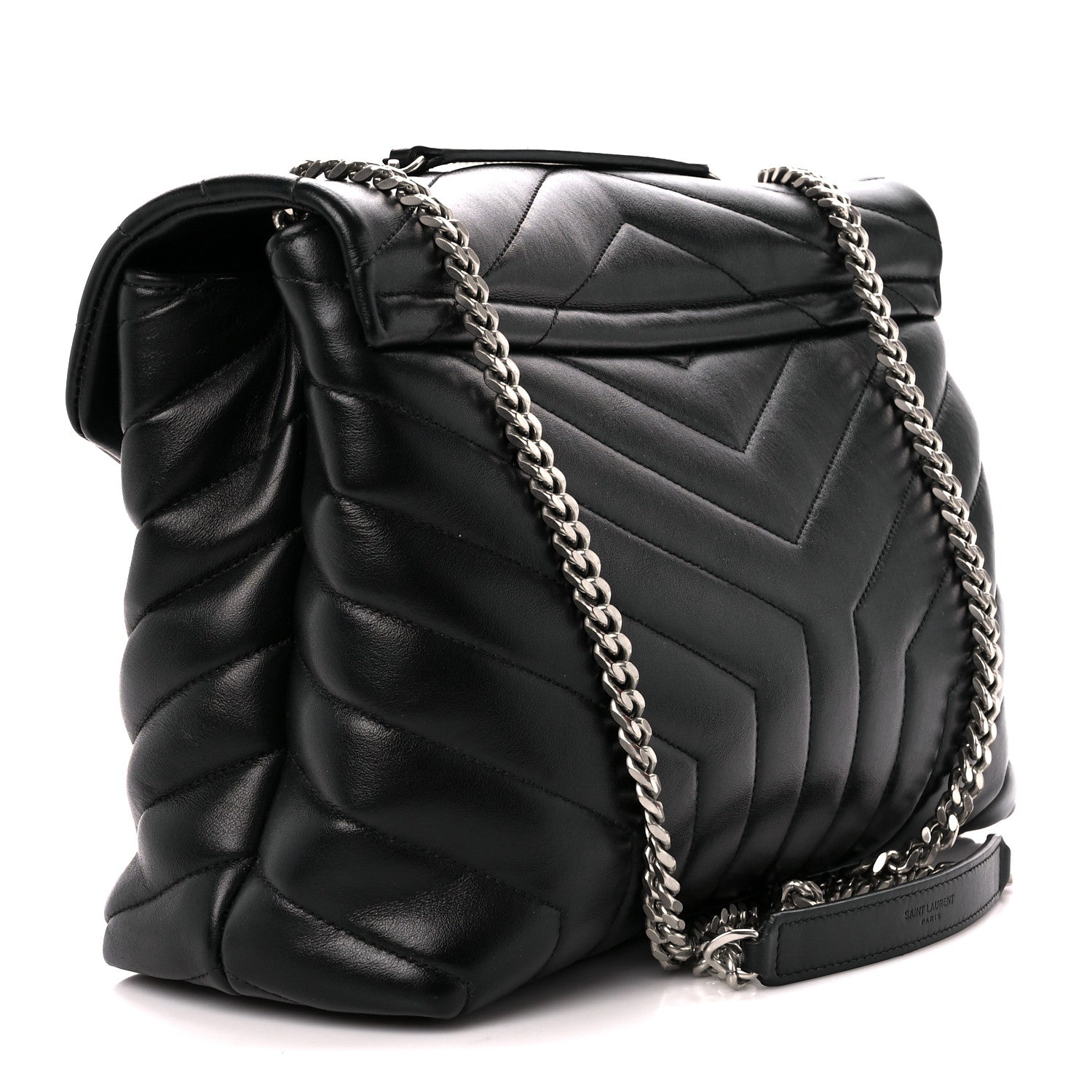 Saint Laurent Calfskin Y Quilted Monogram Medium Loulou Chain Satchel Black 3 of 11
