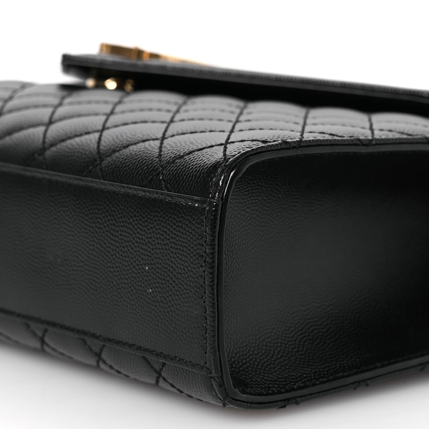 Grain De Poudre Textured Mixed Matelasse Large Triquilt Monogram Satchel Black