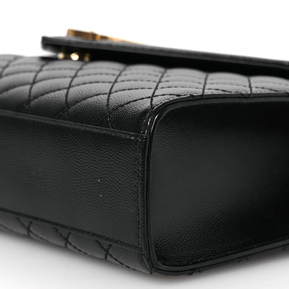 Saint Laurent Grain De Poudre Textured Mixed Matelasse Large Triquilt Monogram Satchel Black 10 of 11