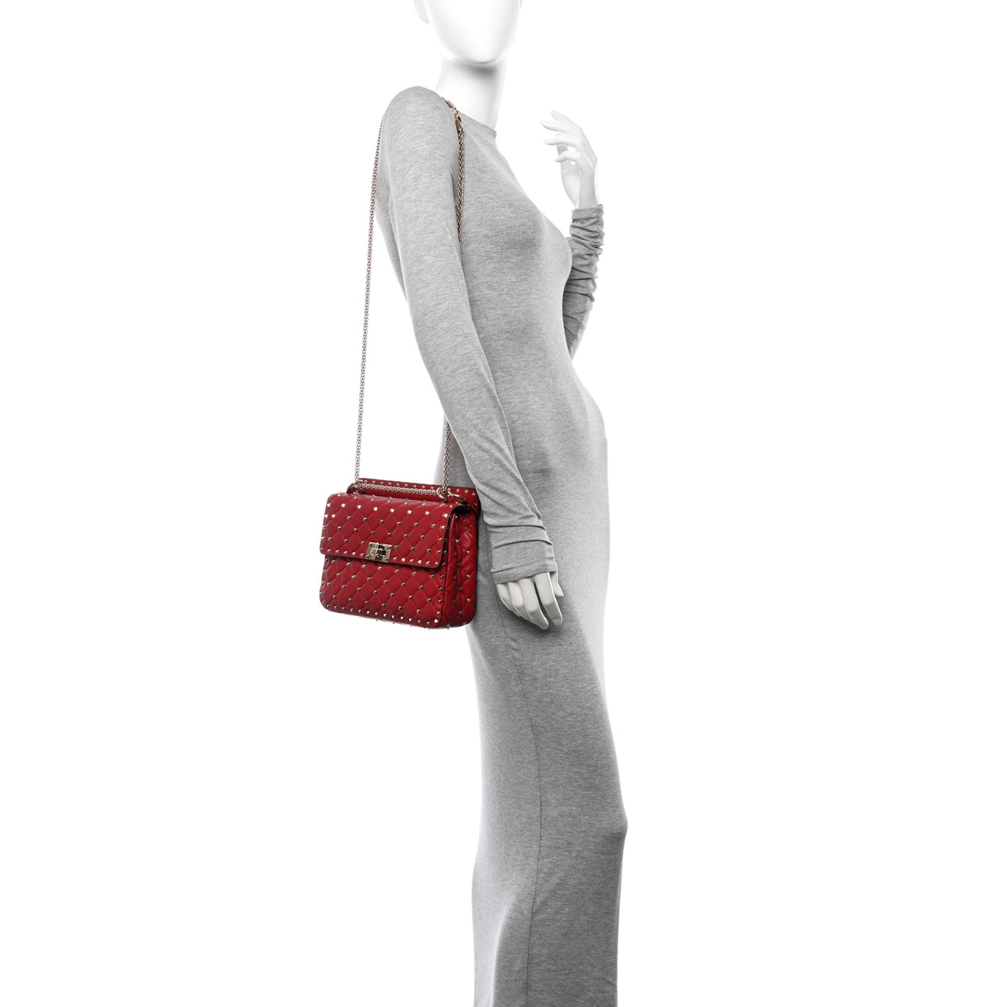 Nappa Medium Rockstud Spike Shoulder Bag Rosso Valentino