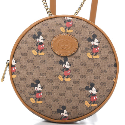 Gucci X DISNEY Mini Vintage GG Supreme Monogram Mickey Mouse Round Backpack Beige Vintage Sun Oil 9 of 10