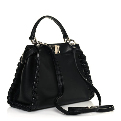 Fendi Nappa Lace Up Mini Peekaboo Iconic Satchel Black 3 of 13