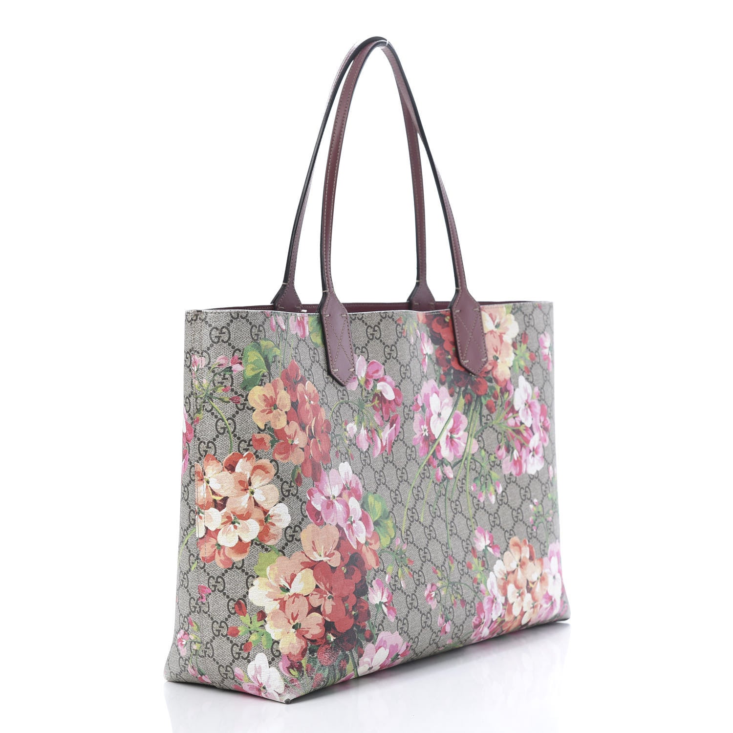 Gucci GG Supreme Monogram Blooms Medium Reversible Tote Beige Multicolor Dry Rose 4 of 20