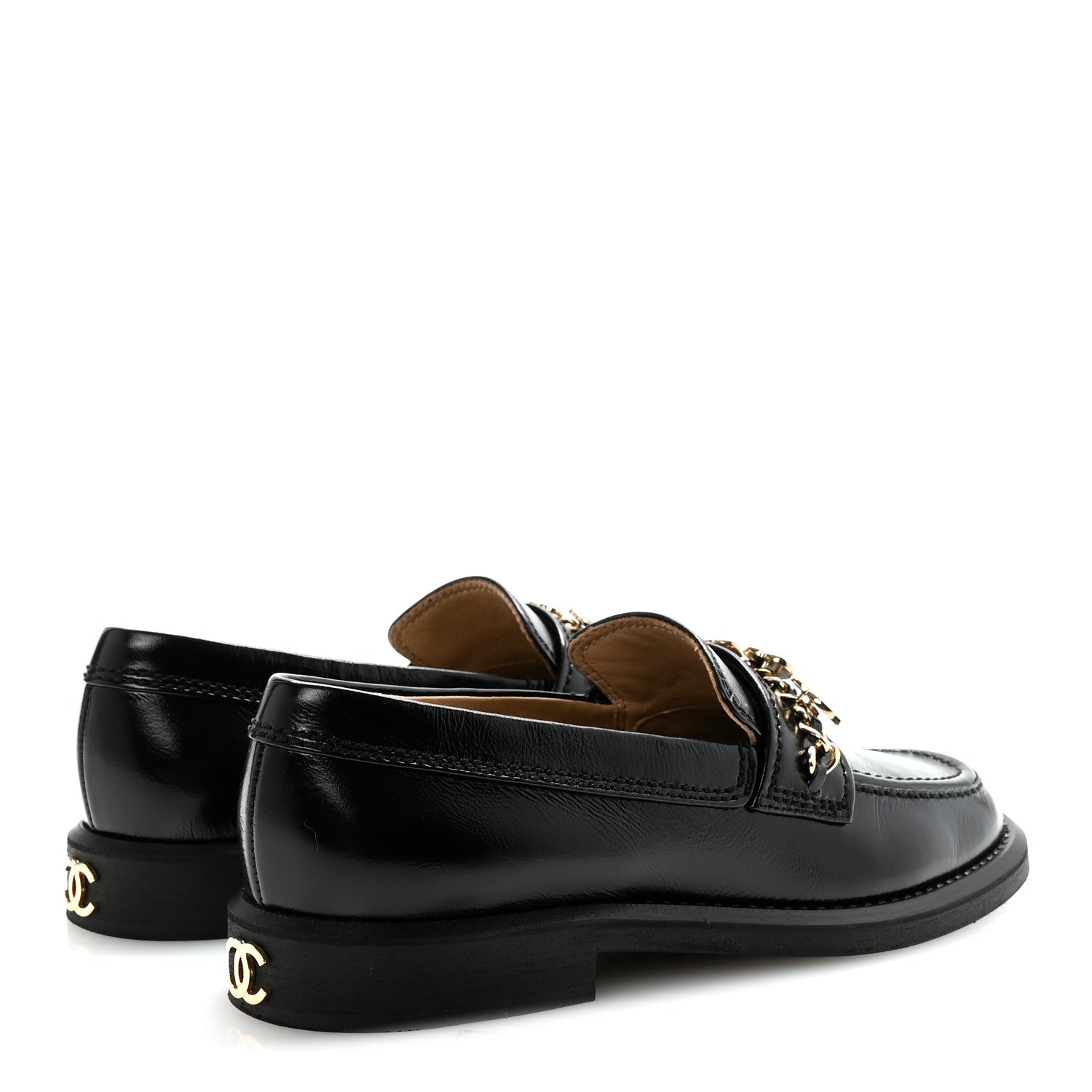 Chanel Calfskin Enamel Charms Mocassin Loafers 35.5 Black 5 of 9