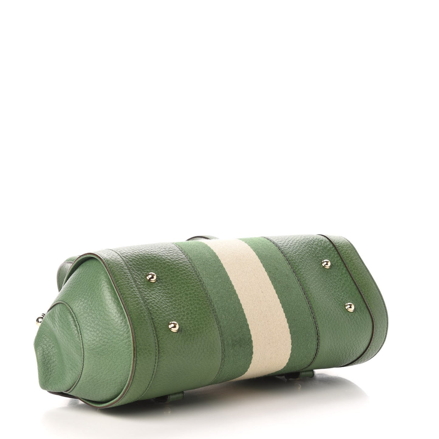 Calfskin Web Bamboo Bullet Satchel Green