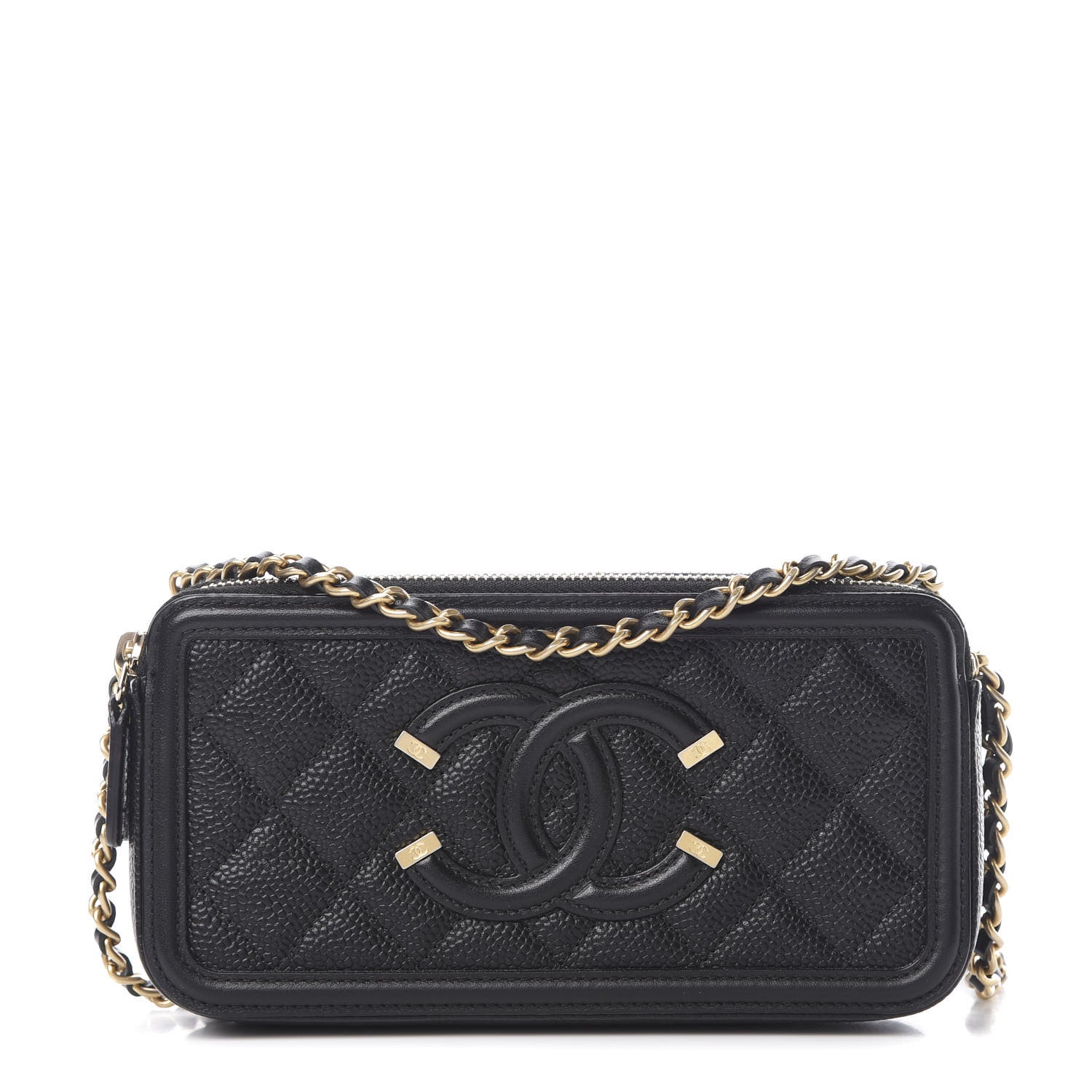 Chanel Caviar Quilted CC Filigree Clutch With Chain Black 1 of 16