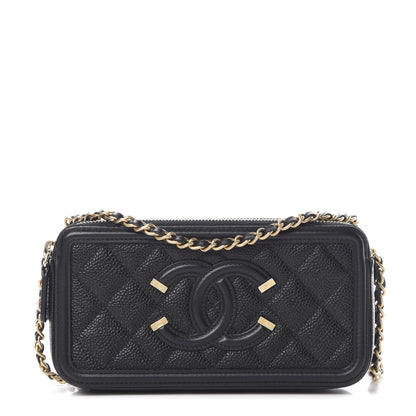 Chanel Caviar Quilted CC Filigree Clutch With Chain Black 1 of 16