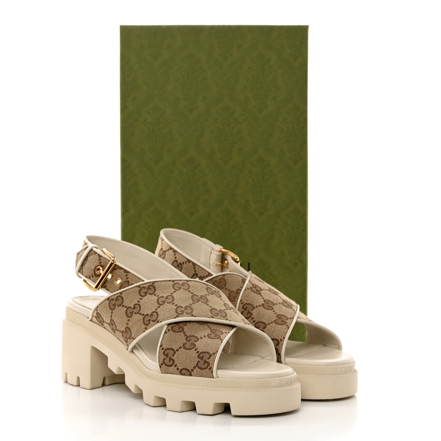 Monogram Granada Kid Trip 40/72mm Lug Sole Sandals 39.5 Beige Ebony Mystic White