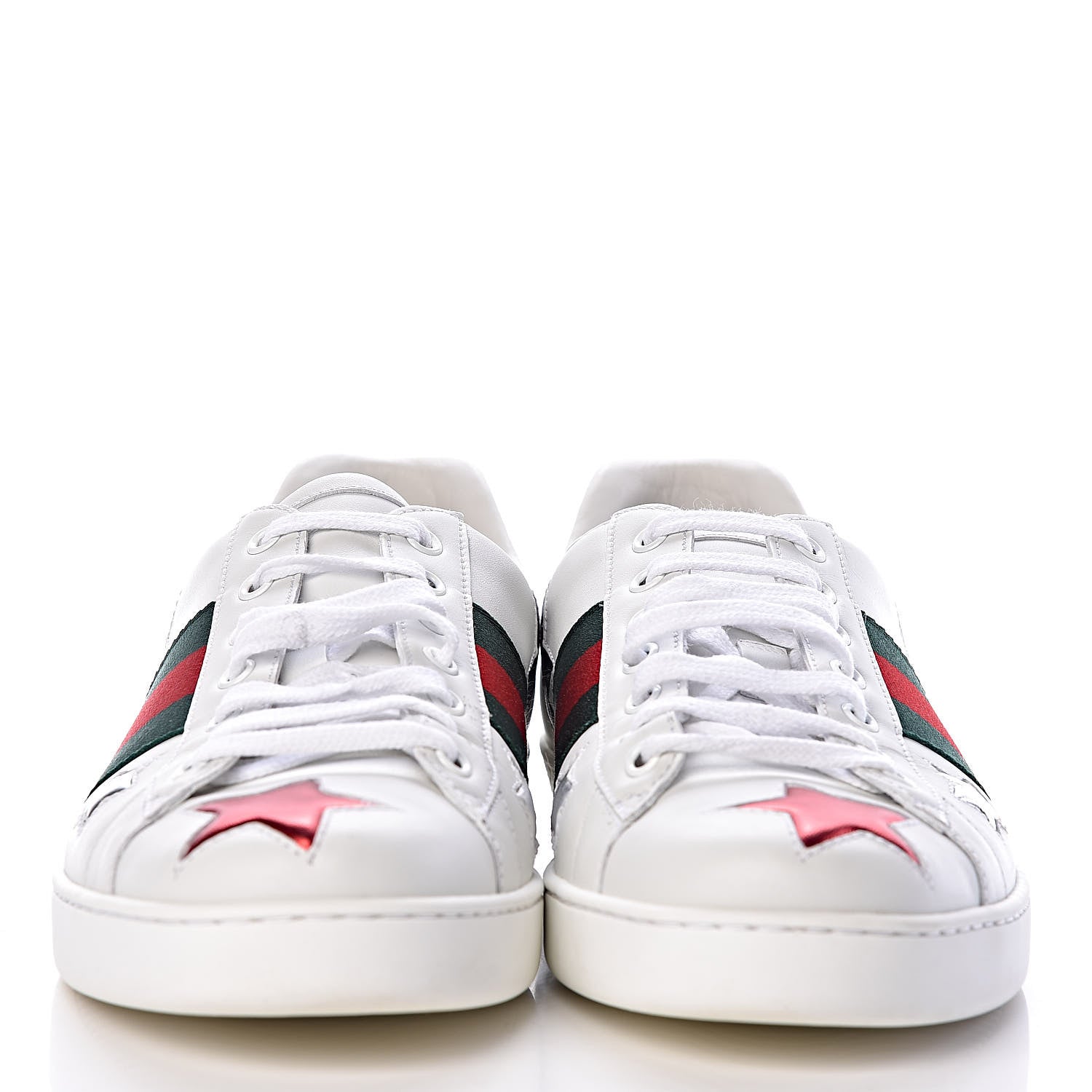Gucci Calfskin Ayers Web Star Embroidered Mens Ace Sneakers 8.5 White Multi 2 of 11