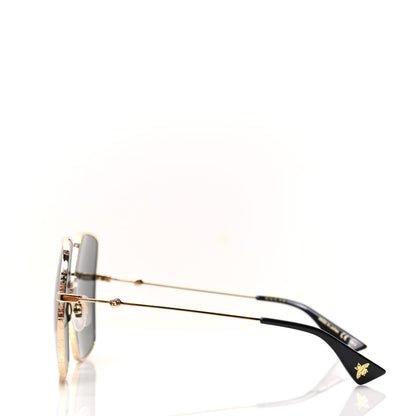 Gucci Metal Rectangular Frame Sunglasses GG0414S Gold Multicolor 3 of 8
