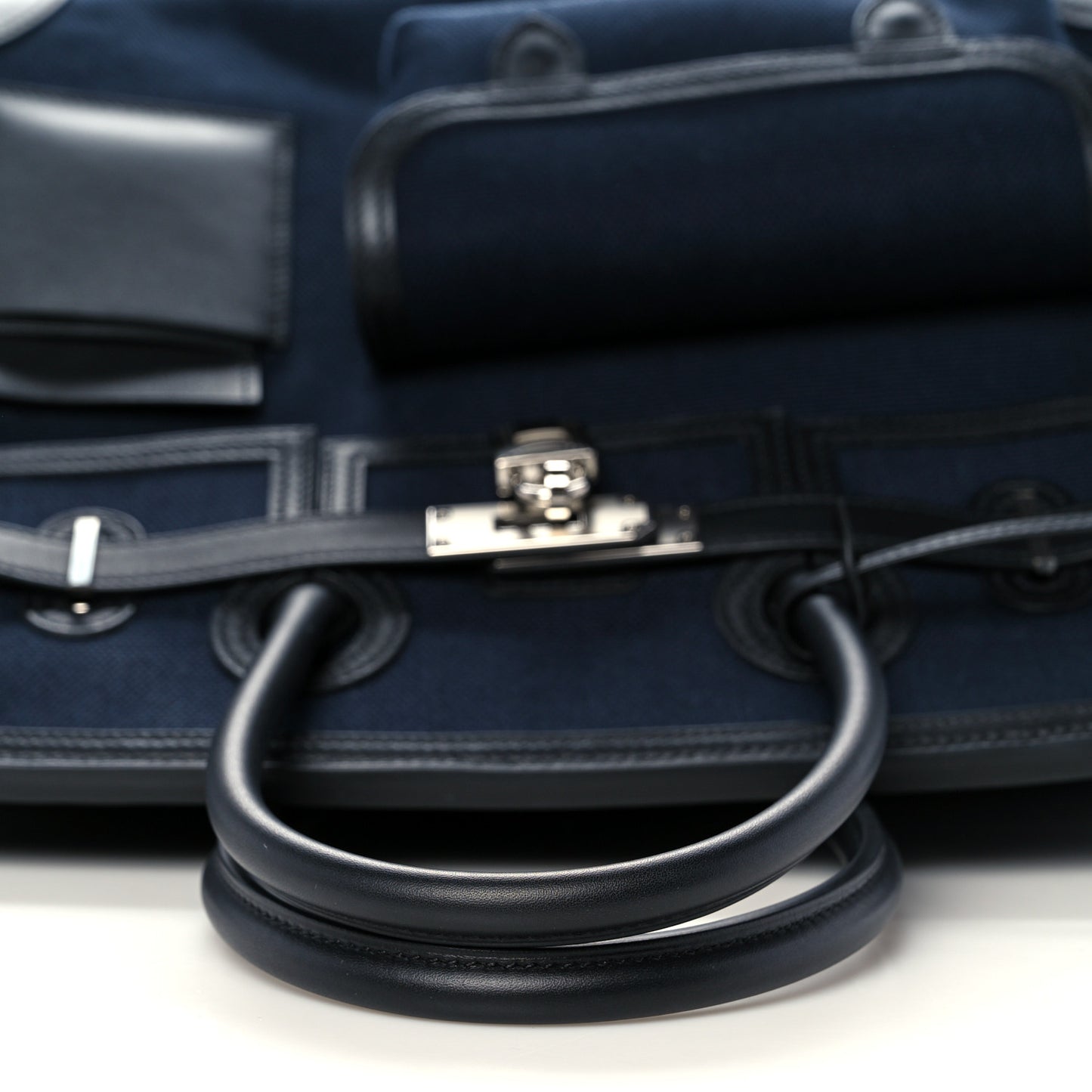 Goeland Toile Swift Cargo Birkin 35 Bleu Marine