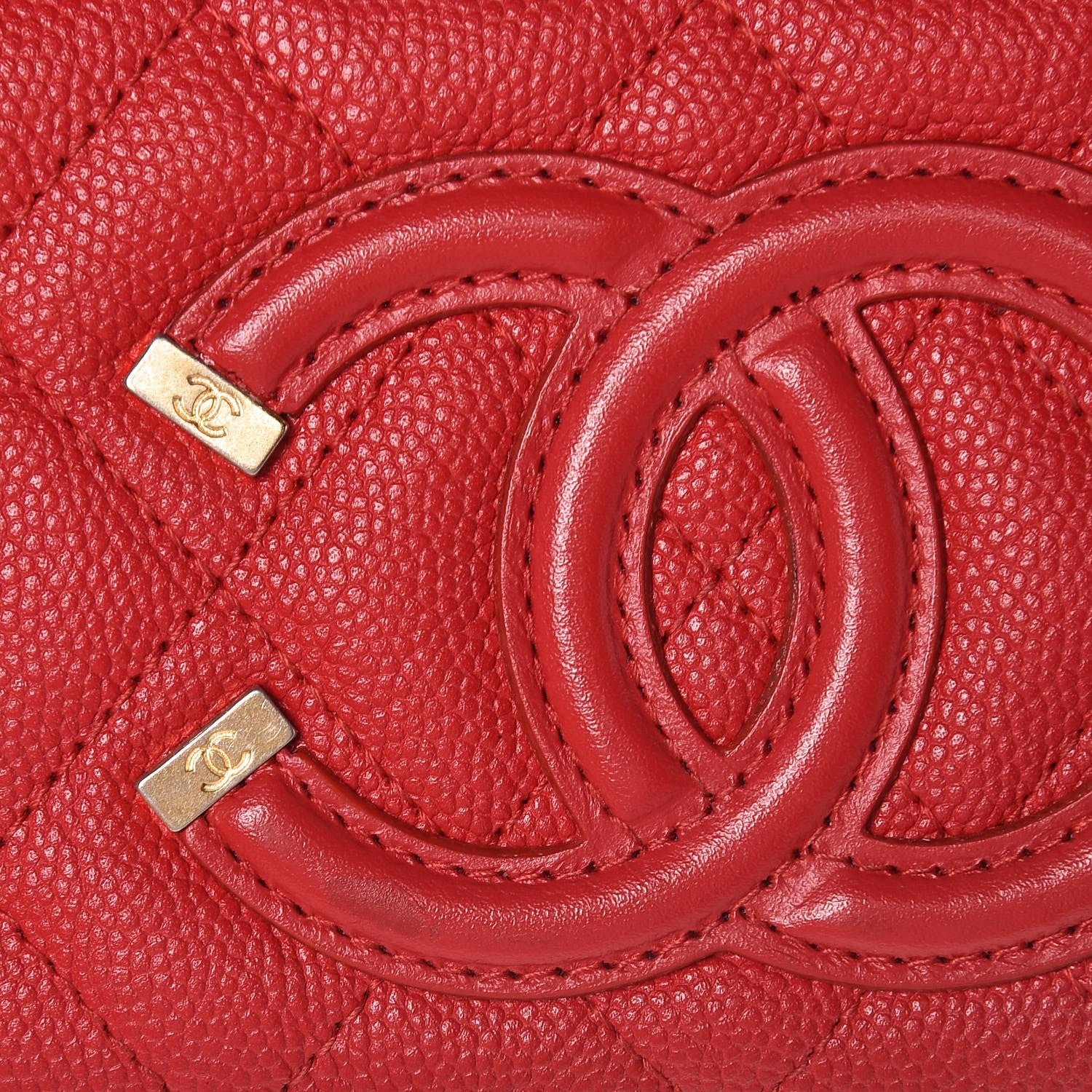 Chanel Caviar Quilted Small Filigree Zip Around Wallet Red 9 of 10