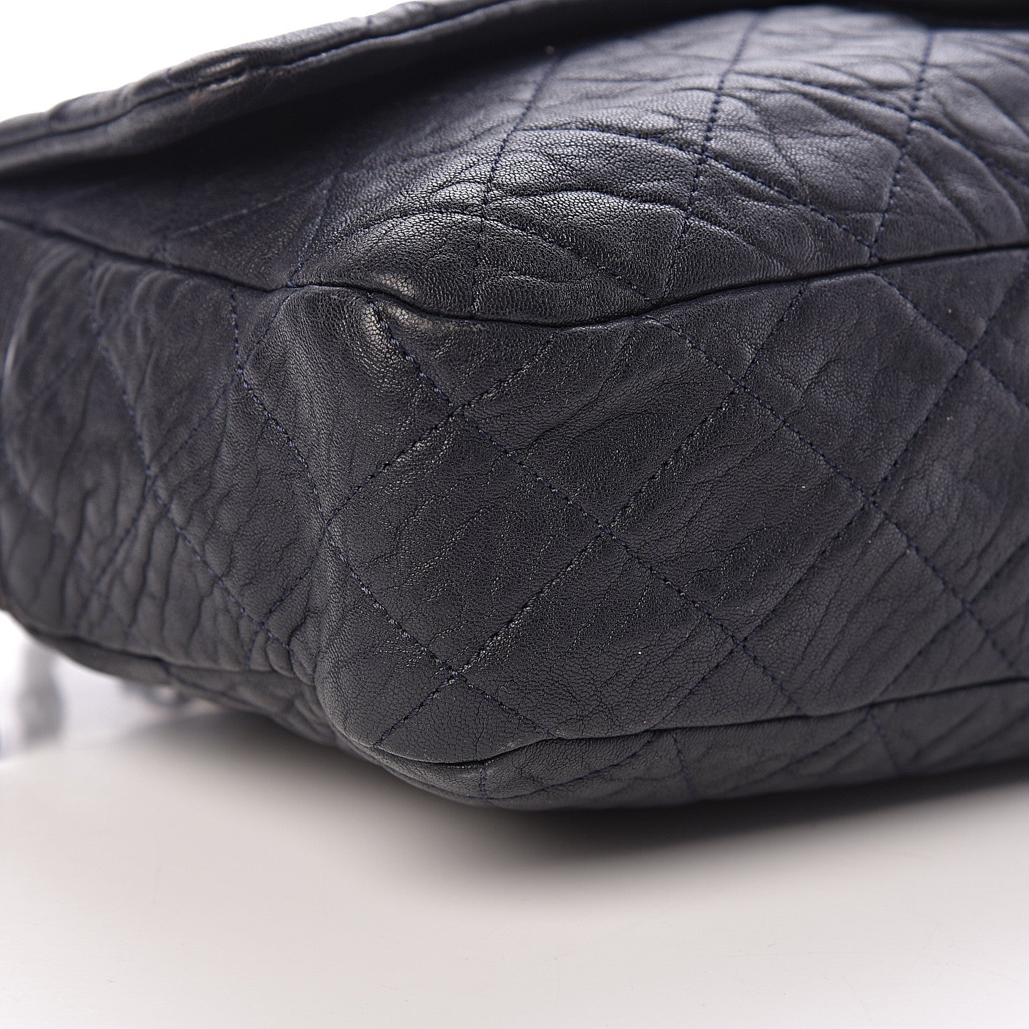Chanel Sheepskin Quilted Jumbo Easy Flap Navy Blue 9 of 18