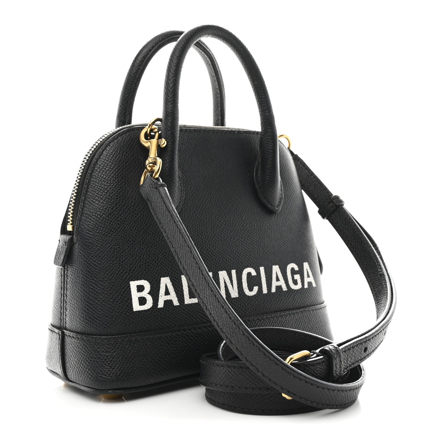 Signature Grained Calfskin XXS Ville Top Handle Bag Black White