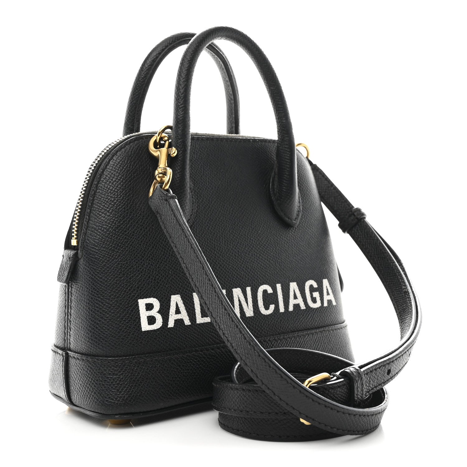 Balenciaga Signature Grained Calfskin XXS Ville Top Handle Bag Black White 3 of 10