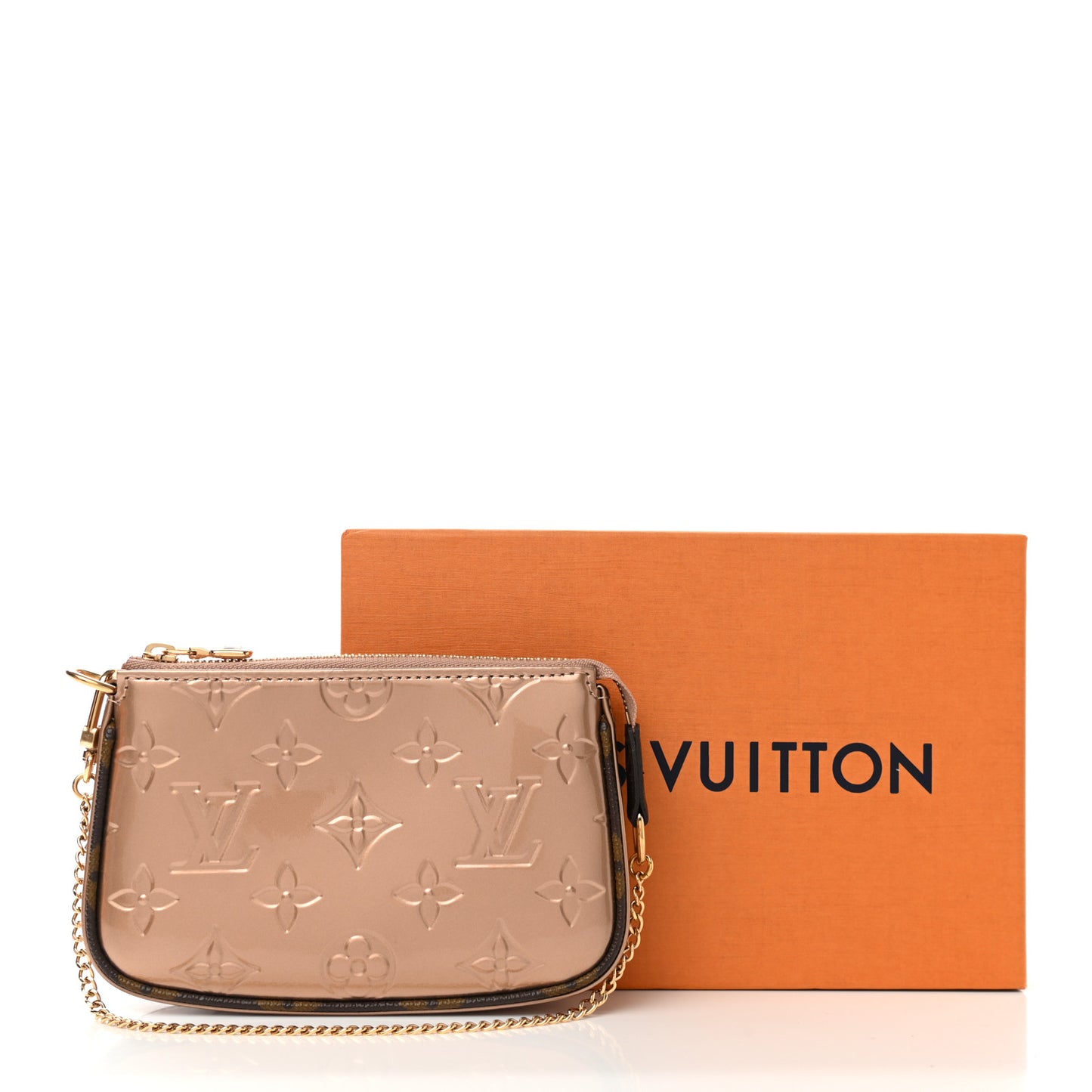 Metallic Vernis Mini Pochette Accessories Rose Gold