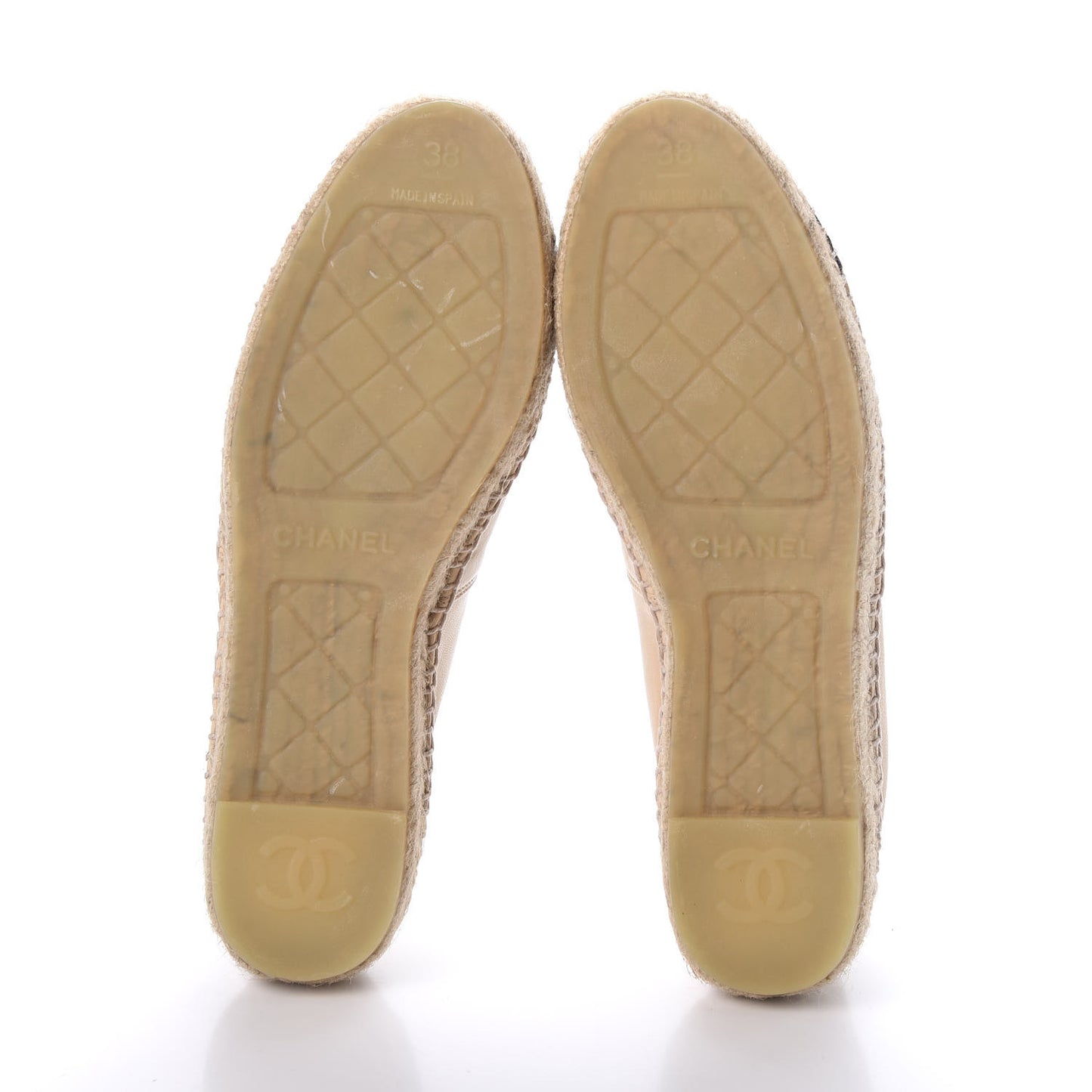 Lambskin CC Espadrilles 38 Beige Black