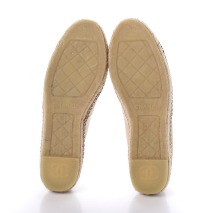 Chanel Lambskin CC Espadrilles 38 Beige Black 5 of 10