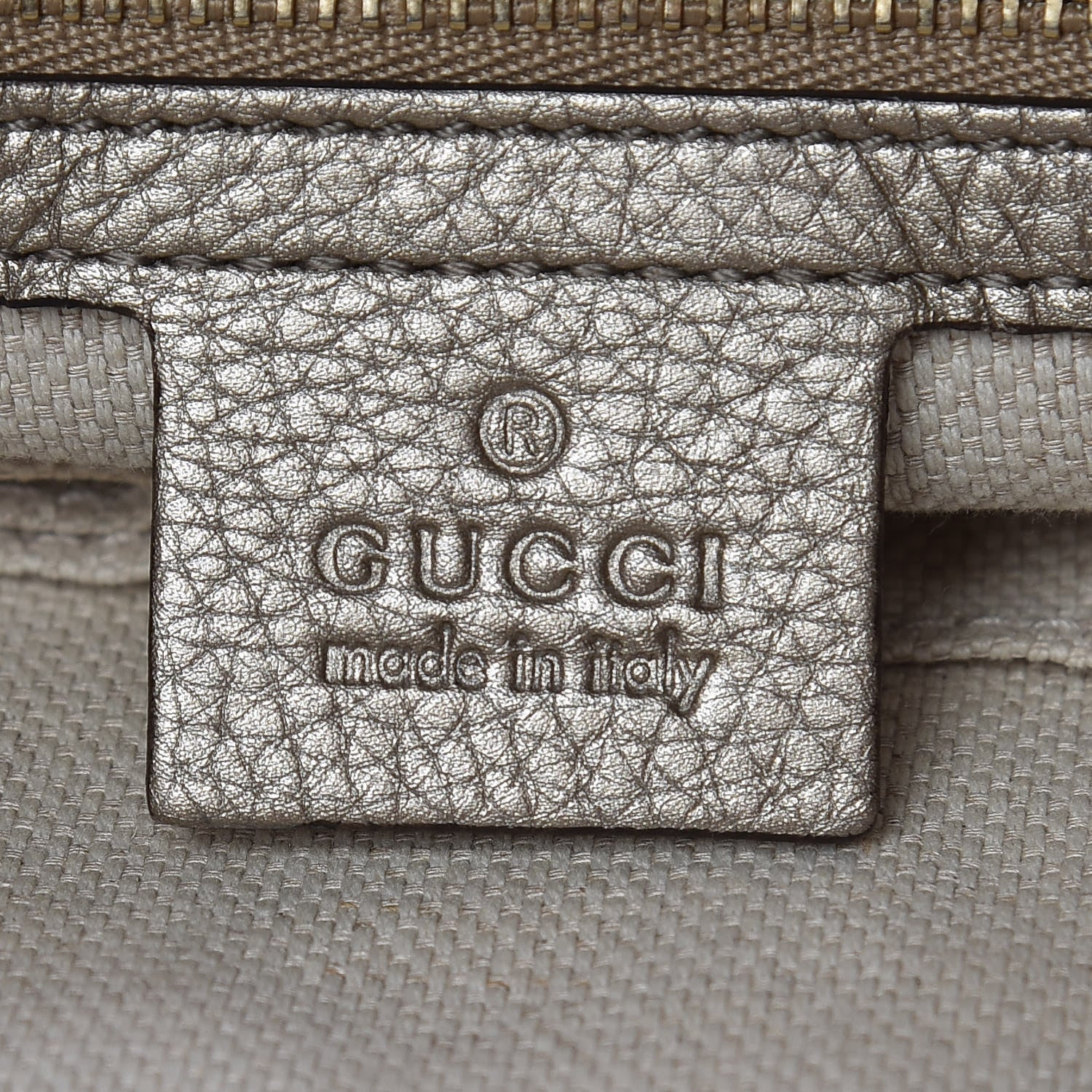 Gucci Metallic Pebbled Calfskin Medium Soho Chain Shoulder Bag Golden Beige 8 of 11
