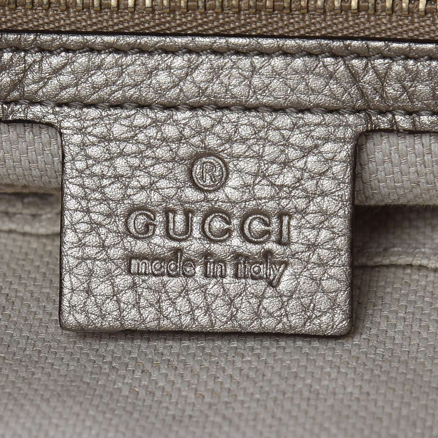 Metallic Pebbled Calfskin Medium Soho Chain Shoulder Bag Golden Beige