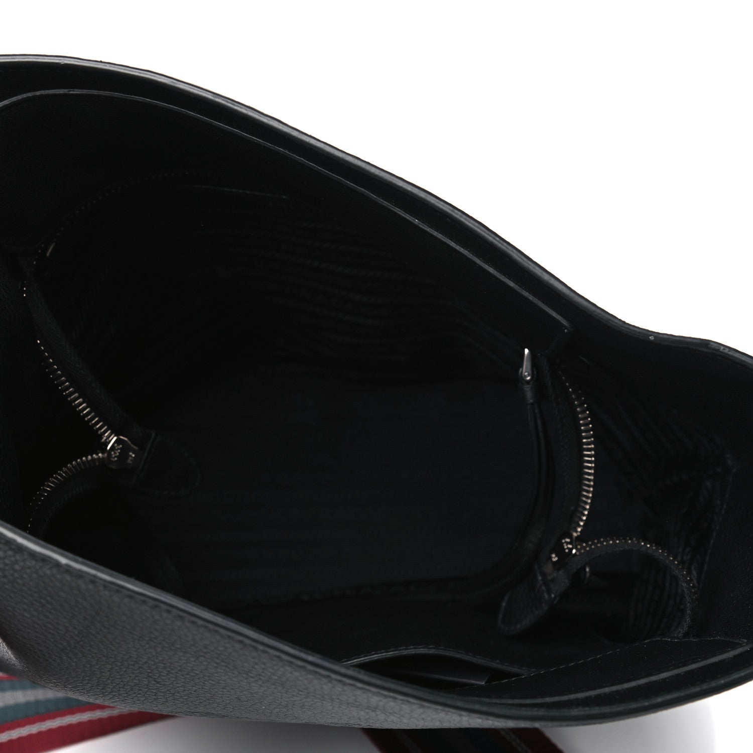 Prada Vitello Daino Logo Crossbody Bag Black 4 of 4