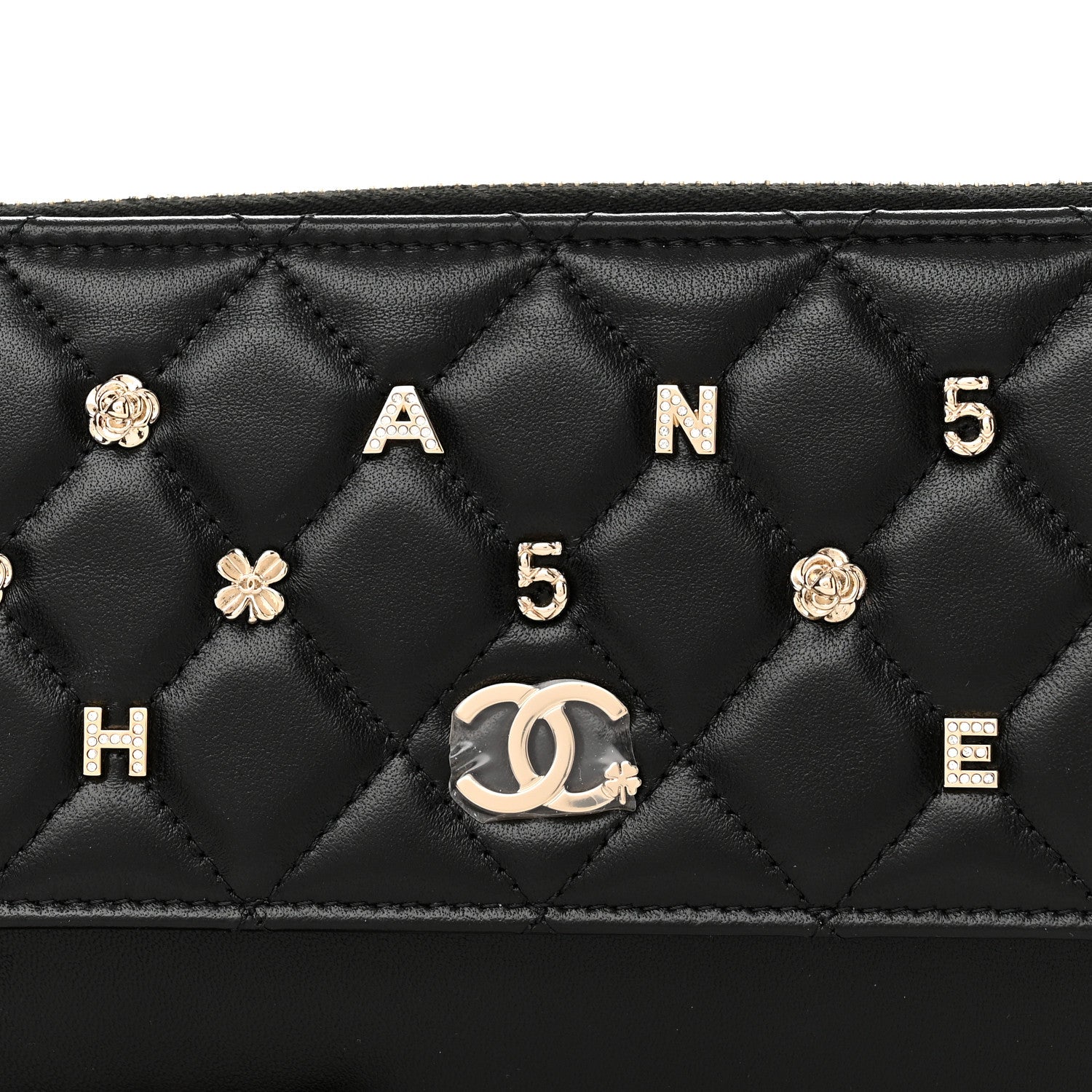 Chanel Lambskin Quilted All About Chanel Charm Wristlet Wallet Black 8 of 13