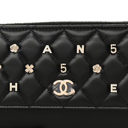 Chanel Lambskin Quilted All About Chanel Charm Wristlet Wallet Black 8 of 13