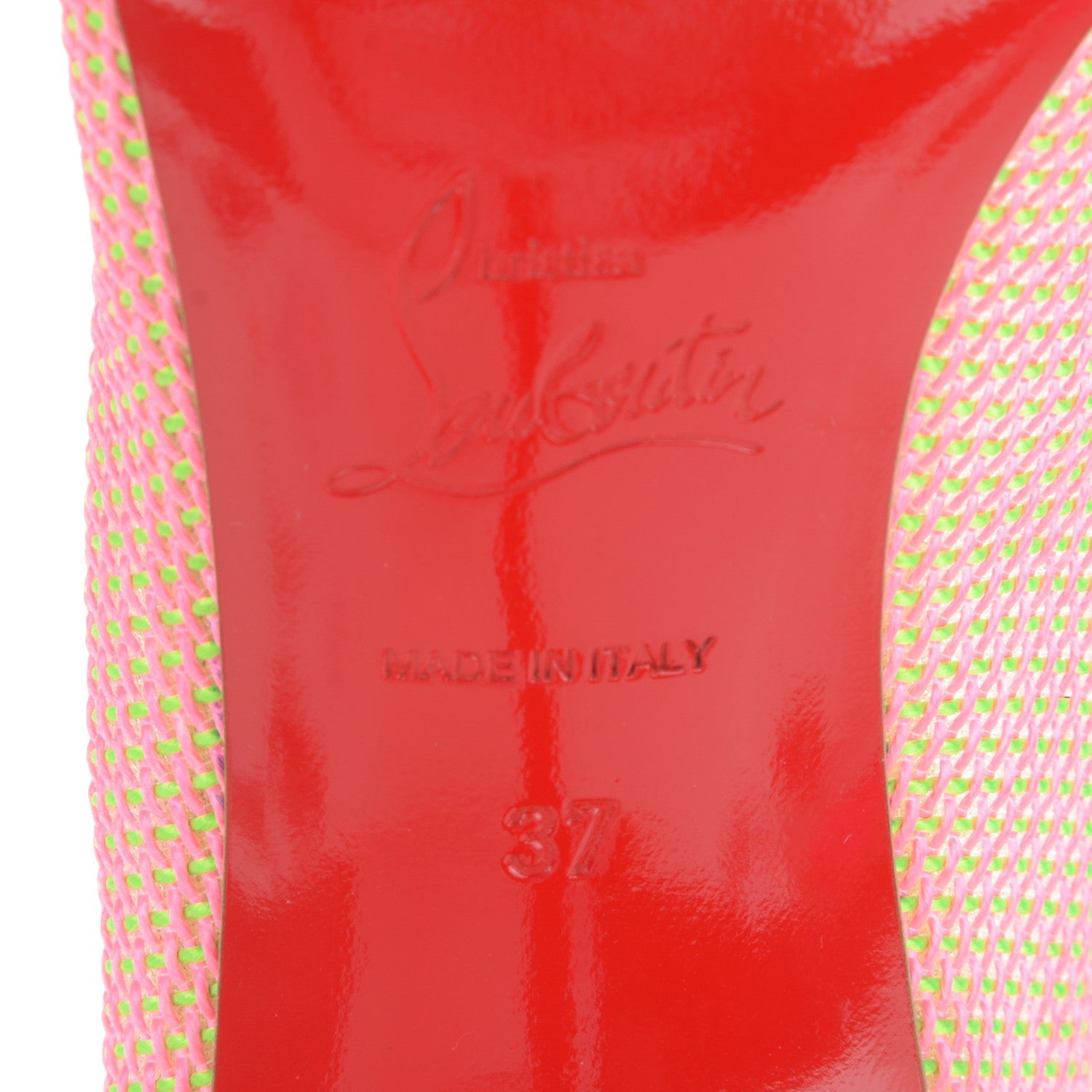Christian Louboutin Lace Patent Raphia Follies 100 Pumps 37 Shocking Pink 6 of 7