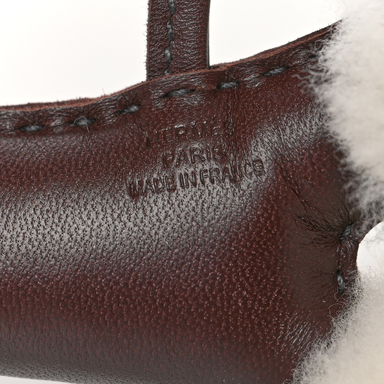 Hermes Milo Lambskin Shearling Budy Charm Chocolate 3 of 4