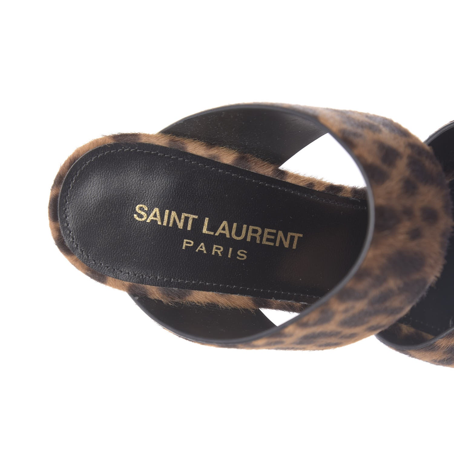 Saint Laurent Ponyhair Leopard Print Oak 75 Ankle Strap Sandals 36.5 Brown 8 of 10