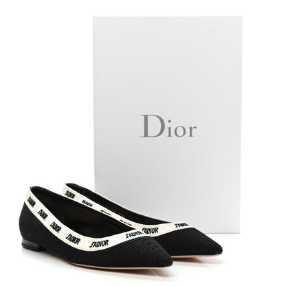 Christian Dior Fabric Ribbon Embroidered J'Adior Ballet Flats 37.5 Black 8 of 8