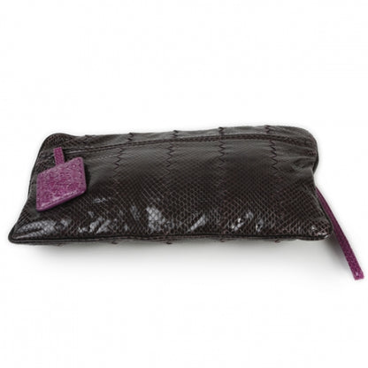 Bottega Veneta Ayers Snakeskin Flat Clutch Plum 3 of 11
