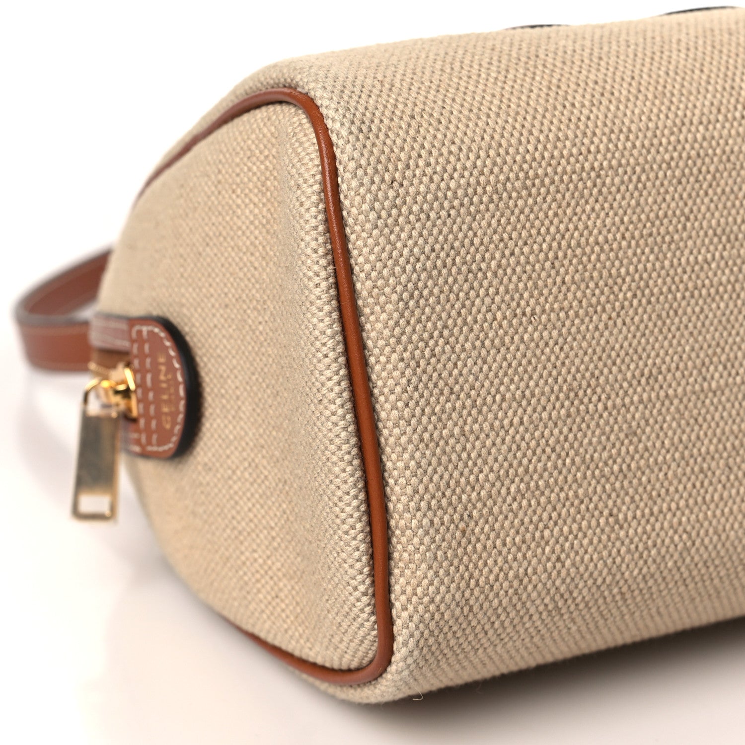 Celine Triomphe Textile Calfskin Small Boston Bag Natural Tan 8 of 9