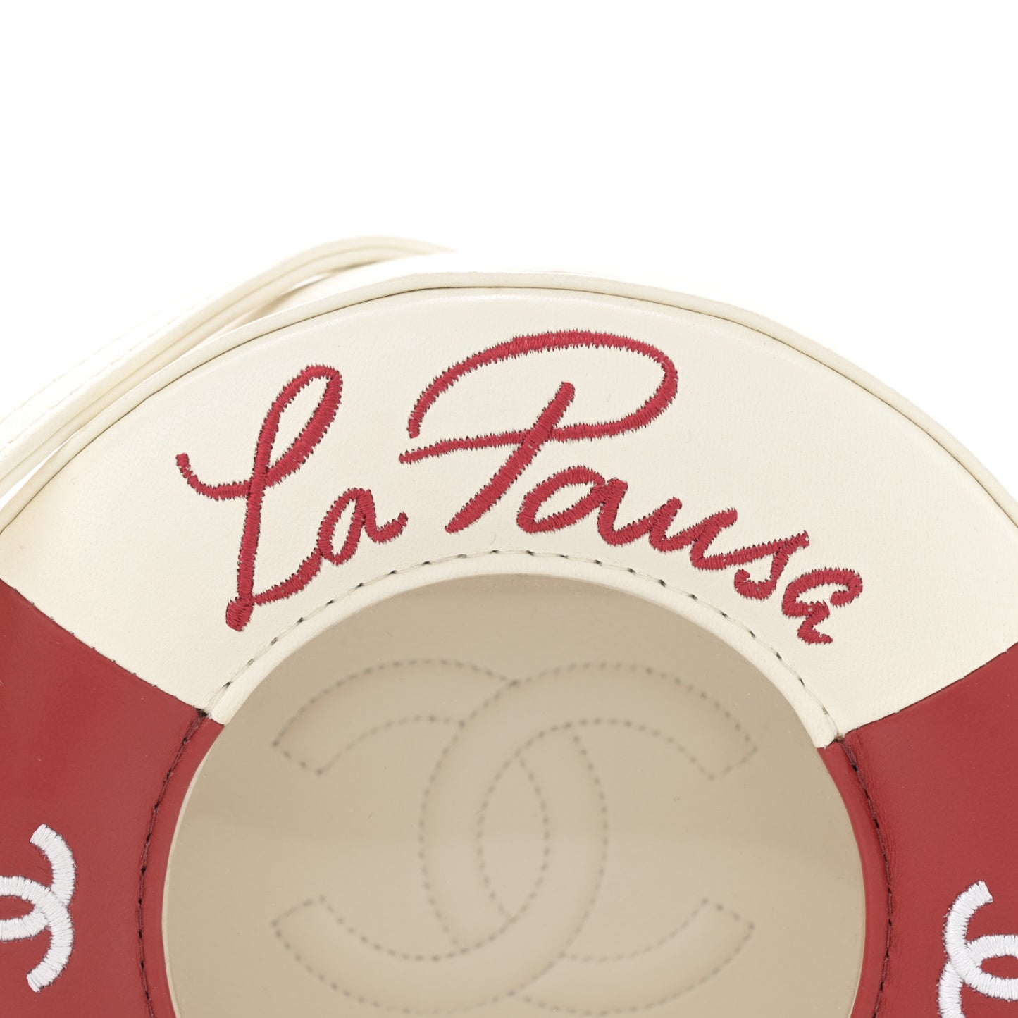 Lambskin Coco Lifesaver Round Bag Red White