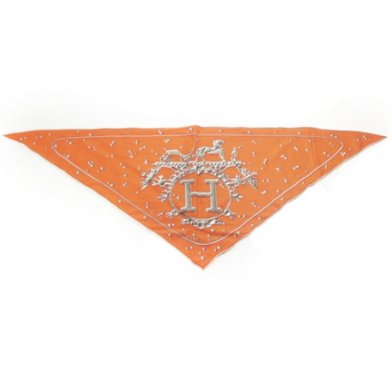 Silk Pointu Triangle Scarf Orange