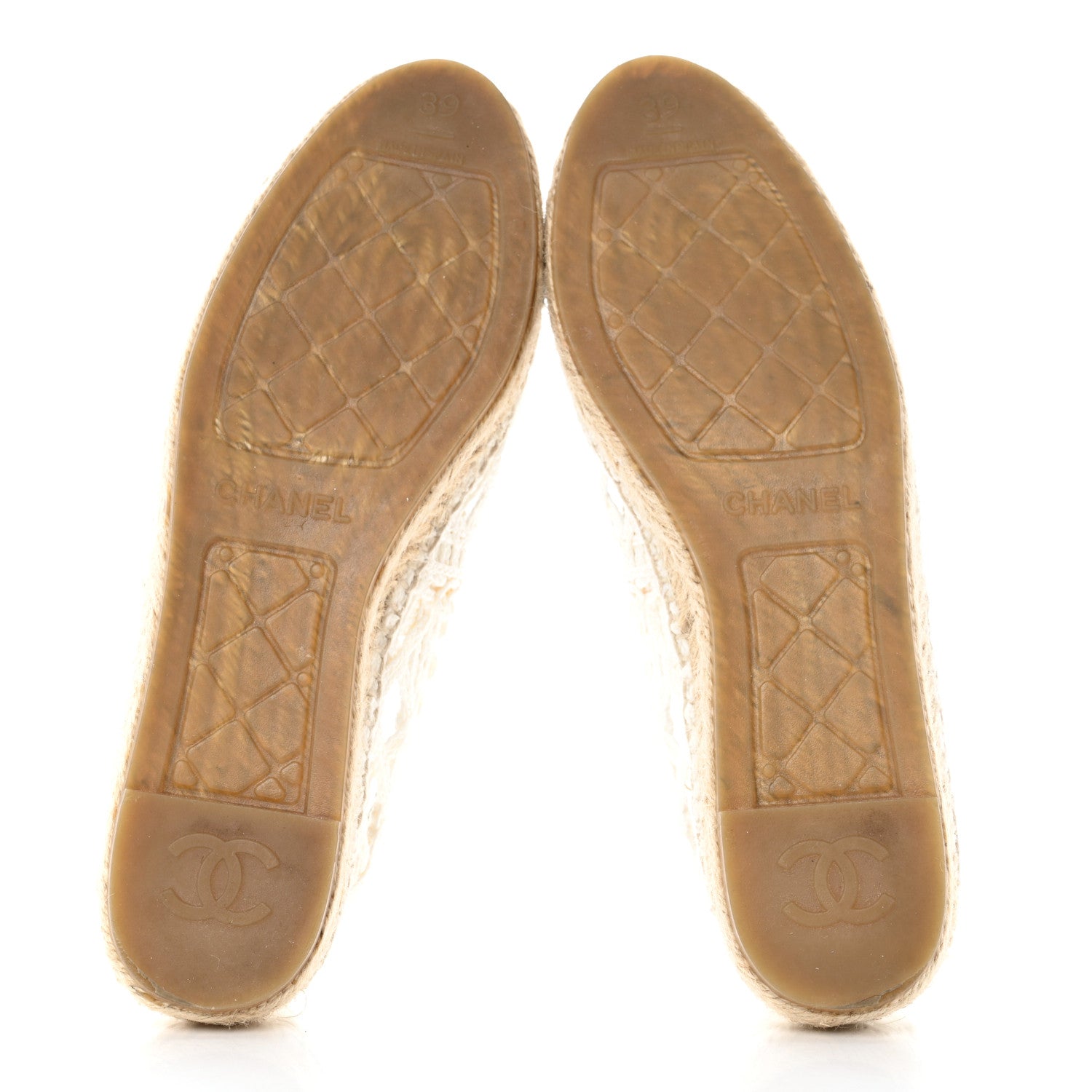 Chanel Woven Fabric Grosgrain CC Espadrilles 39 White Black 5 of 9
