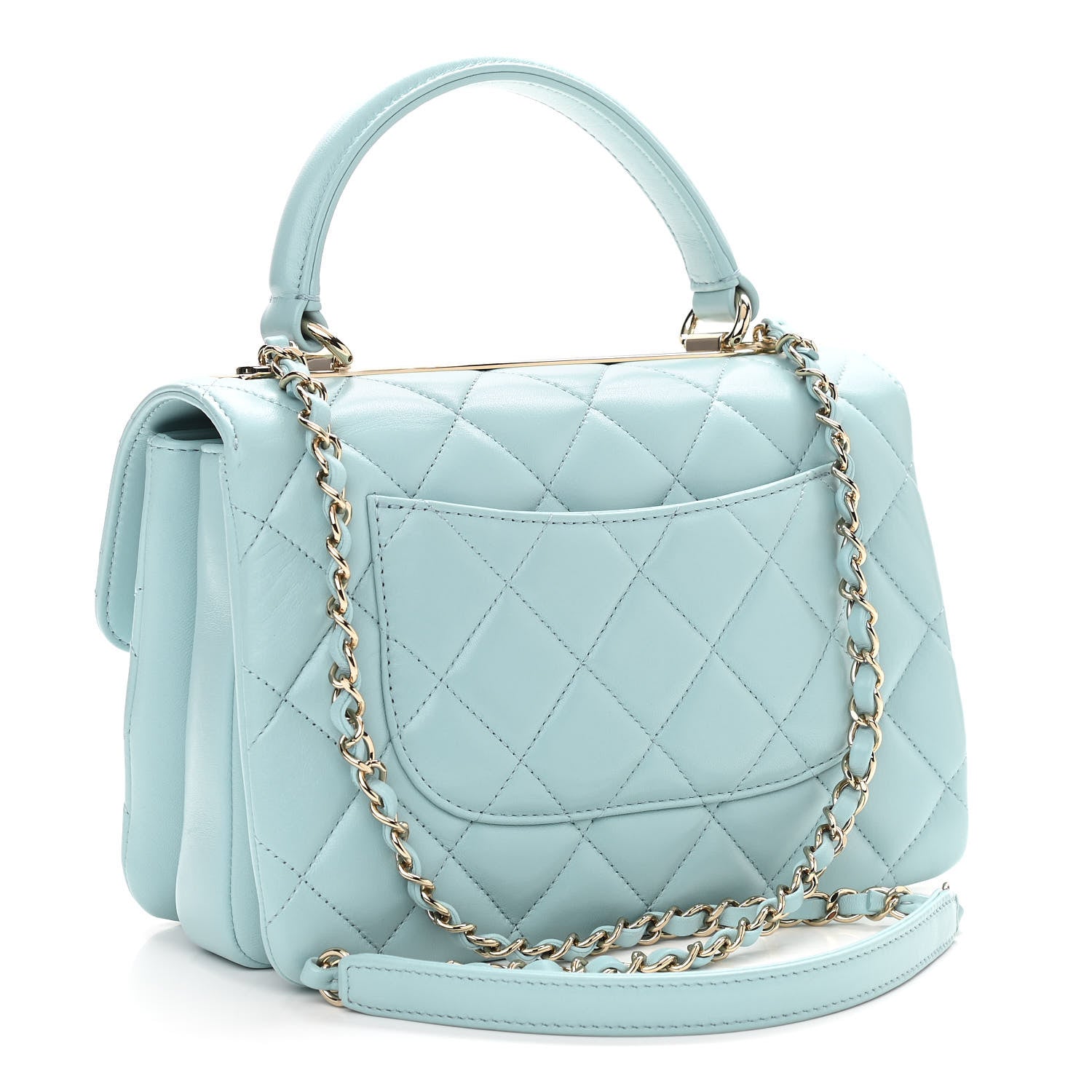 Chanel Lambskin Quilted Small Trendy CC Flap Dual Handle Bag Light Blue 3 of 10