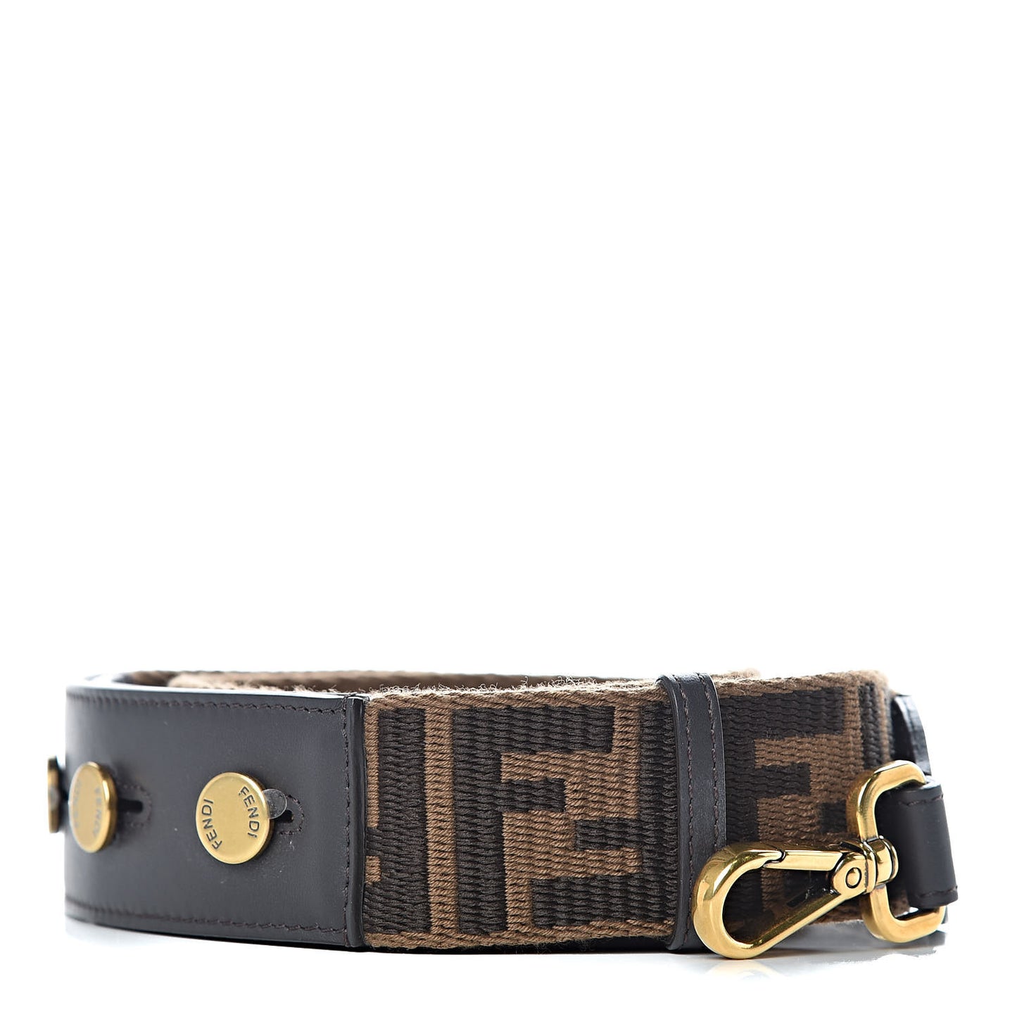 Ribbon Vitello Century FF 1974 Flat Studded Strap You Fango Marrone Ebano