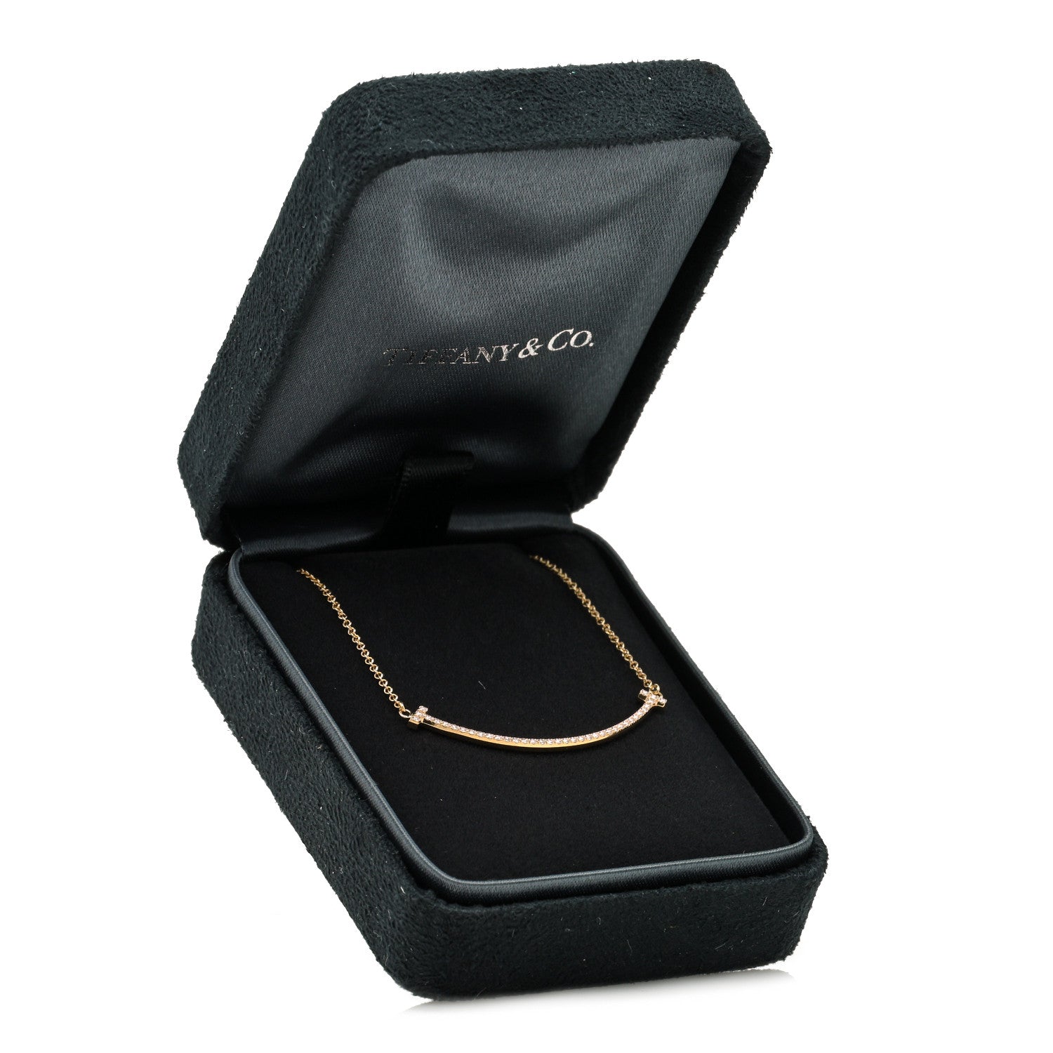 Tiffany 18K Rose Gold Diamond Small T Smile Pendant Necklace 6 of 6
