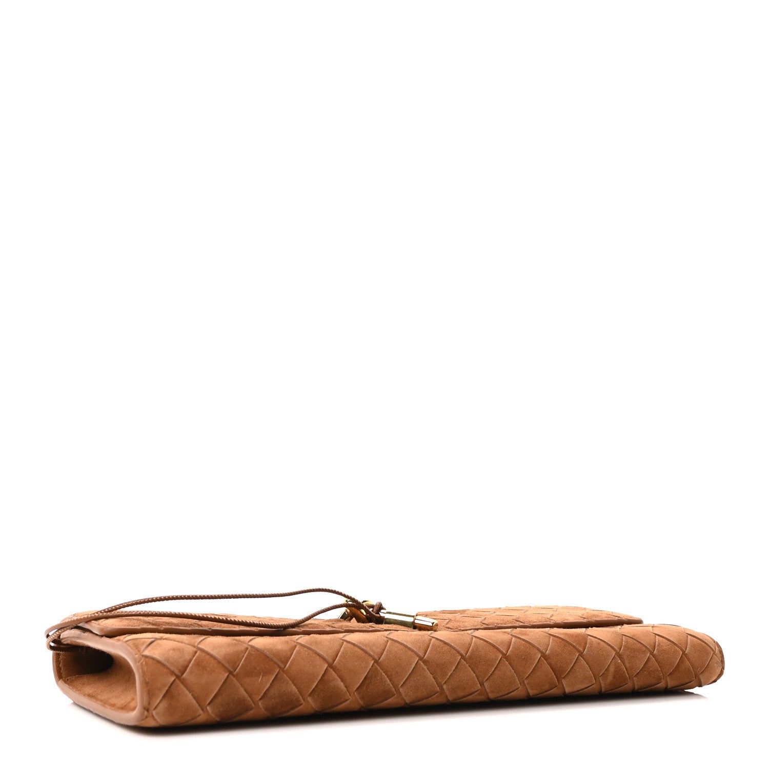 Bottega Veneta Suede Intrecciato Long Andiamo Top Handle Clutch Amber 4 of 9