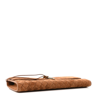 Bottega Veneta Suede Intrecciato Long Andiamo Top Handle Clutch Amber 4 of 9
