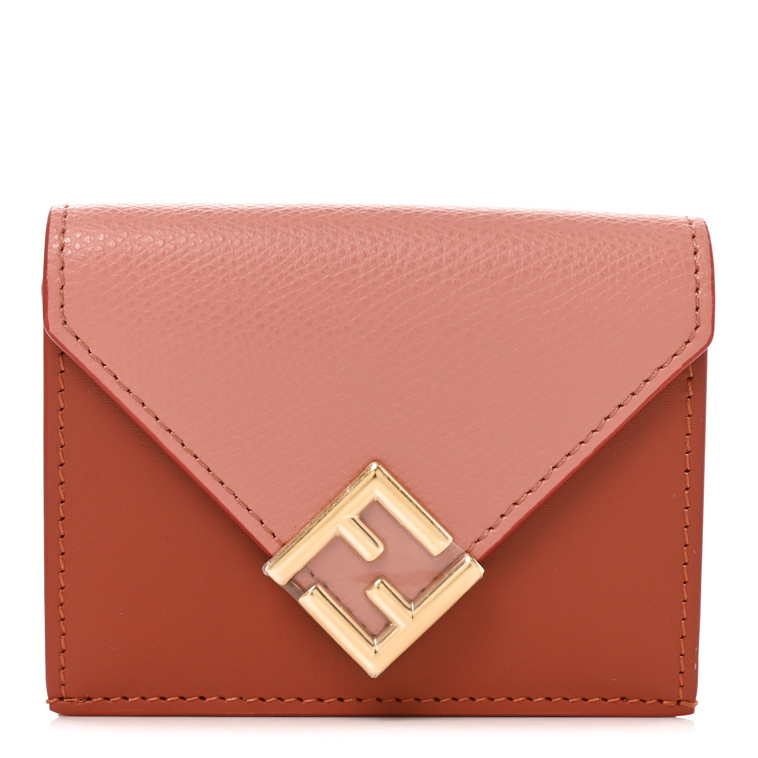 Fendi Vitello King Cruise FF Diamonds Mini Tri-Fold Envelope Wallet Sienna Macaron 1 of 8