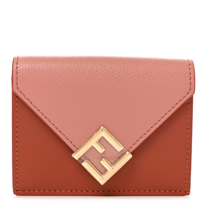 Fendi Vitello King Cruise FF Diamonds Mini Tri-Fold Envelope Wallet Sienna Macaron 1 of 8