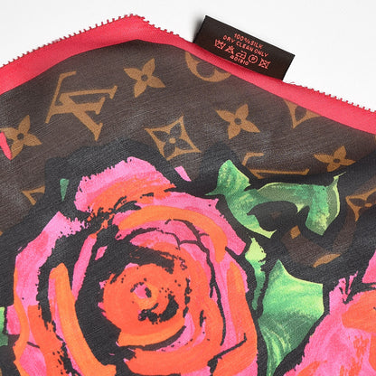 Louis Vuitton Silk Monogram Roses Scarf Marron 5 of 6