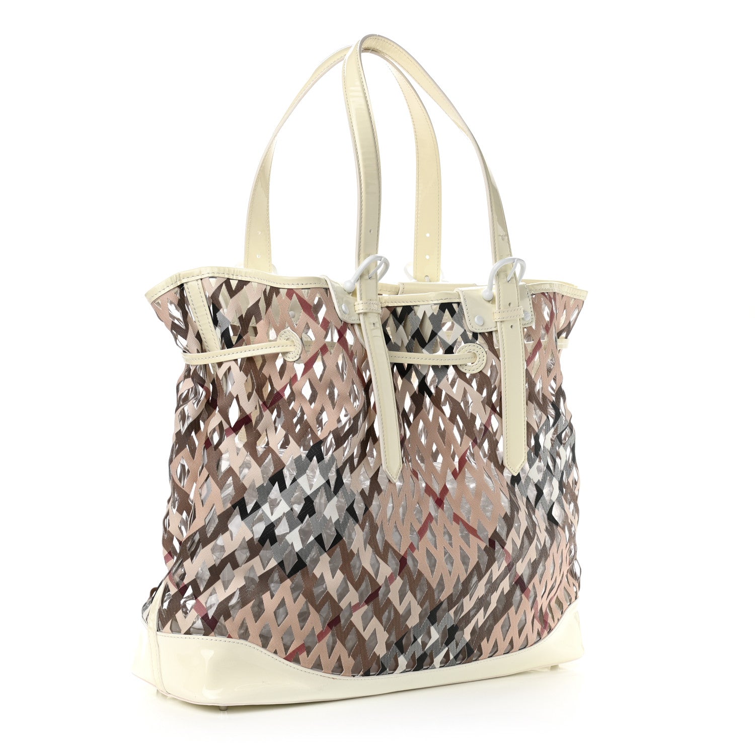 Burberry Supernova Check Net Drawstring Bag White 3 of 13
