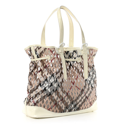 Burberry Supernova Check Net Drawstring Bag White 3 of 13