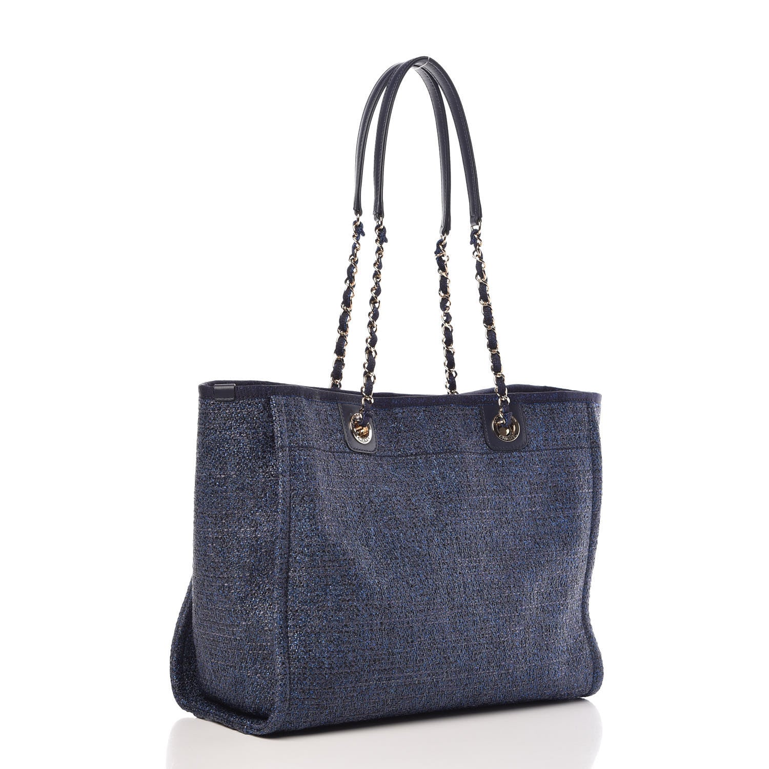Chanel Lurex Boucle Small Deauville Tote Blue 3 of 9