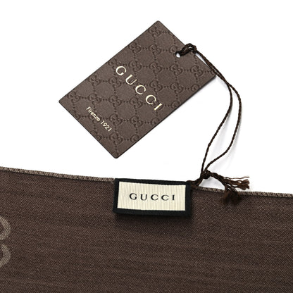 Gucci Wool Silk GG Monogram GGNat Scarf Rope Dark Brown 4 of 4